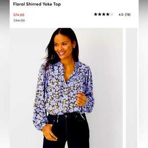 Brand New Ann Taylor Floral Shirred Yoke Top